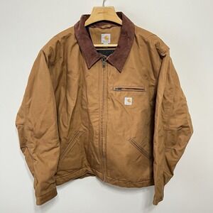 Vintage Carhartt Detroit Jacket Mens 4XL Beige Blanket Sand Lining 90s Work Wear